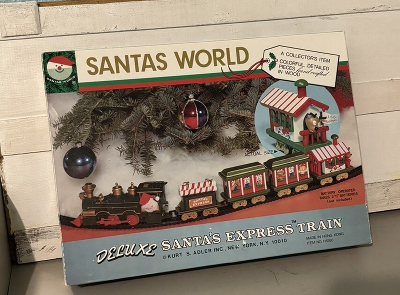 Vintage Wooden Circus Train Set 24" Santa's World By Kurt S Adler New in Box