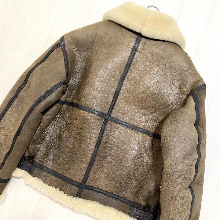 AVIREX Authentic B-3 Sheepskin Leather Flight Jacket Men Used Size 40 from Japan
