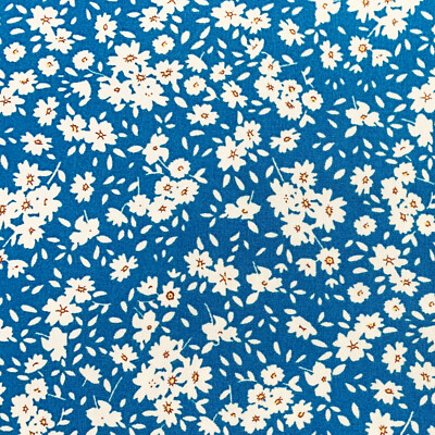 100% Baumwolle   Weiß Daisy Ditsy Floral Teal Blau   Stoff Bastelmaterial Meter