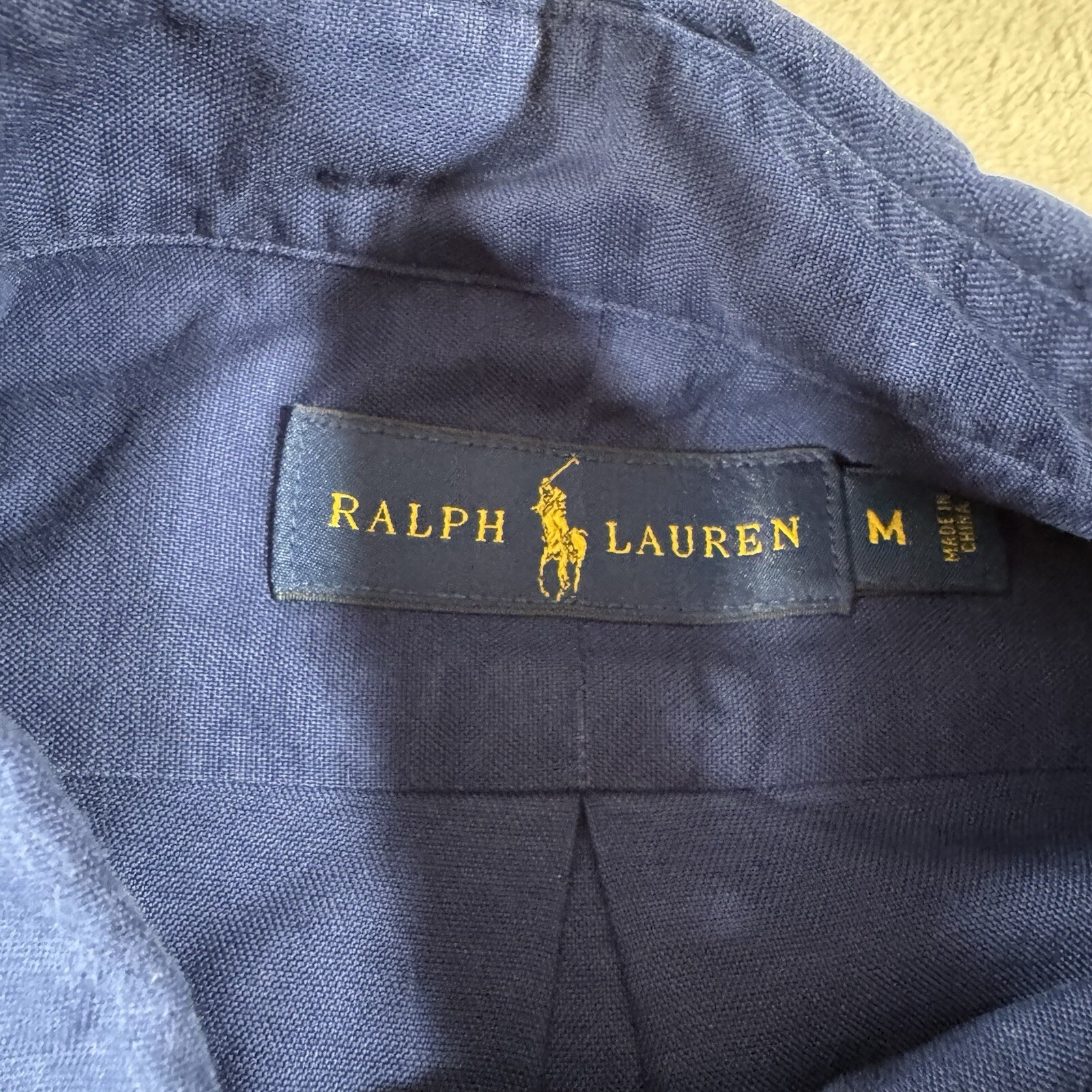 Ralph Lauren Shirt Mens Medium Blue Red Pony Short Sleeve Button Up