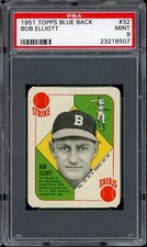 1951 Topps Blue Back Baseball #32 Bob Elliott PSA 9