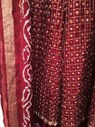New Heirloom Burgundy Gold Indian Wedding Bandhani Wrap Stole Silk Dupatta Scarf — photo 7