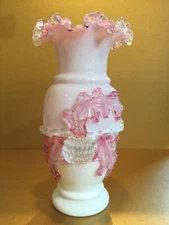 Antique Victorian Era Stevens & Williams Pink Opalescent Glass Vase, circa 1880
