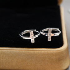 S925 Sterling Silver CZ Cross Huggie Hoop earrings 12mm Lead And Nickle Free I53
