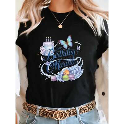 Ladies' Colorful Butterfly Floral Birthday T-shirt, Sports Casual T-Shirt
