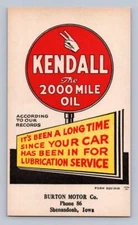 Kendall Oil Advertising Vintage Postcard ~ Burton Motor Co. SHENANDOAH Iowa ~20s