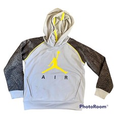 Nike Air Jordan Boy's Jumpman Therma-Fit Fleece Pullover Gray Hoodie Sz S 5/6