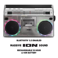 ION Audio Retro Glow Boombox with Cassette Player and Radio - ION RETROGLOW
