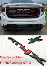 Front Grill Matte Black Red AT4X OVERLAY Emblem 2023+ GMC Canyon and sierra 1500