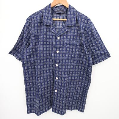 Hart Schaffner Marx Pajama Top Blue Pattern Shoreline Collection Button Down L