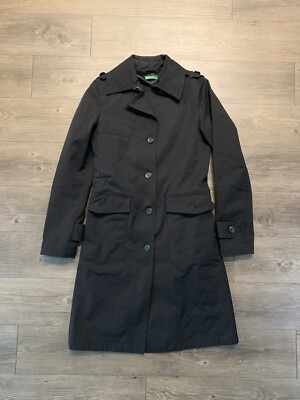 United Colors of Benetton Black Peacoat Trench Coat SIZE 38 MADE IN ITALY Womens