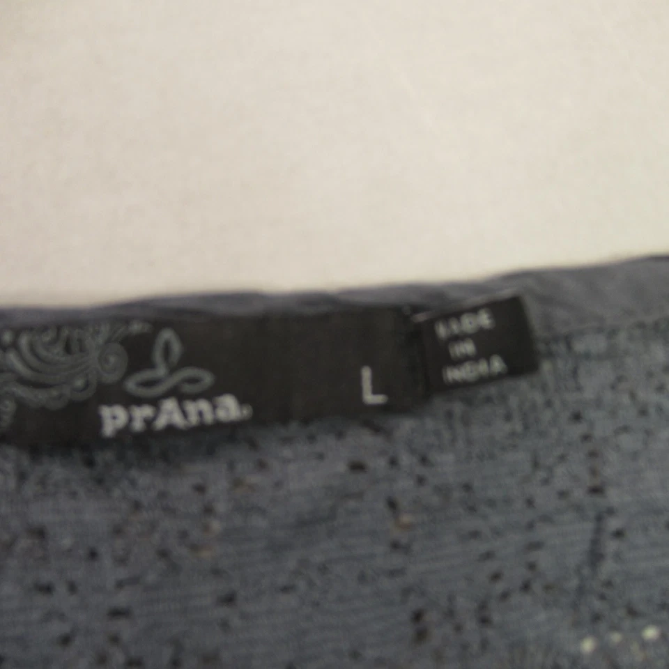 Prana Shirt Womens Large Long Sleeve Button Front Gray Crew Neck - Image 3 of 4