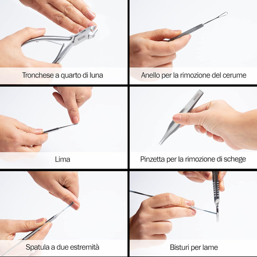 - Kit Podologia per Pedicure E Manicure Professionale, 11 Strumenti in Acciaio I - Foto 6 di 12