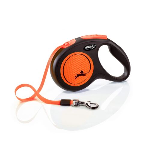 Flexi New Neon Tape Orange Medium 5m Retractable Dog Leash/Lead for dogs up to 2 - Photo 1/5