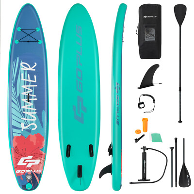 Goplus 11ft Inflatable Stand Up Paddle Board W/ Backpack Leash Aluminum Paddle