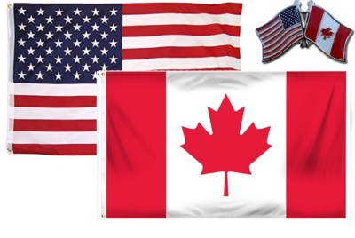 CANADA FIRST USA & Canada Country 3x5 5X3 Flag & Friendship Lapel Pin