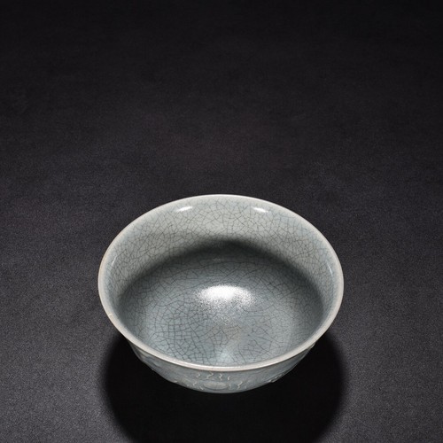 4.9" Antiguo Canción Dinastía Ru Horno Porcelana Azul Tallado Dragón Fénix Cuenco - Imagen 3 de 9