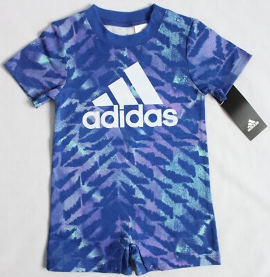 adidas Baby Shortie AOP Romper Printed Summer Royal Blue AM1088 Cotton One-Piece