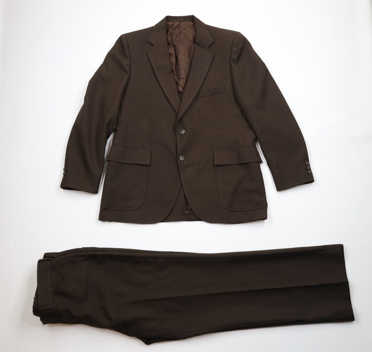 Vintage 70s Streetwear Mens 44R Piece Knit Wedding Suit Bell Bottoms  Brown USA