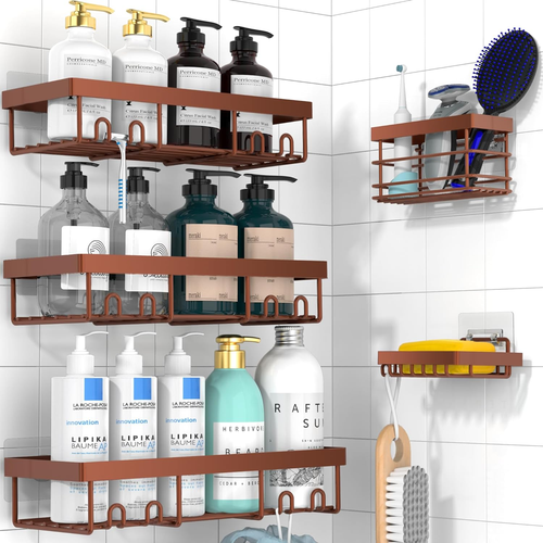 Scaffali Organizer Box Doccia Adesivo - Confezione da 5 Angoli Bagno Portaoggetti - Foto 10 di 12