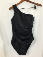 Women  s Missy Black Swimsuit Time And Tru Slimming Silhouette 1 pc Bikini NEW