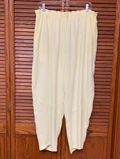 JAMS WORLD M WOMEN'S PALE YELLOW CASUAL ADJUSTABLE DRAWSTRING WAIST PANTS MEDIUM