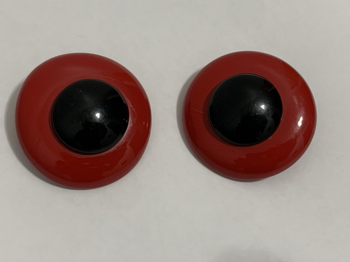 Große Retro Injektion Punkte rot und schwarz Bakelit Clip auf Ohrringe c40er-50er
