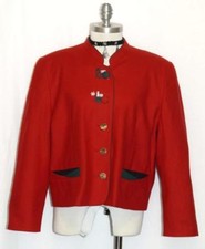 WOOL CASHMERE RED JACKET Women AUSTRIA Hunting Dress Suit Coat12 14 L B44"