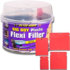 Big Boy Plastic Flexi Filler 250ml & 4 Silverhook Bodyfiller Plastic Spreaders