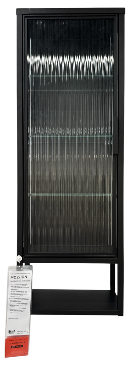 New IKEA MOSSJON Anthracite Glass Door Wall Cabinet (14 ⅛x7 ⅛