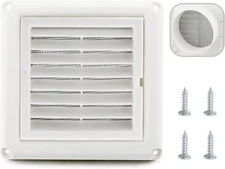 4" Louvered Vent Cover Dryer Exhaust Air Vent Cover with 4 Screws Stops Birds...