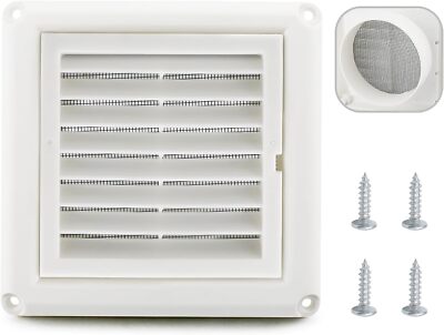 4'' Louvered Vent Cover Dryer Exhaust Air Vent Cover with 4 Screws Stops Birds...