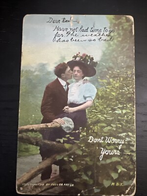 Vtg Postcard 1908 Romance T.P.&Co NY Taylor Art Co Signed M.D.T.