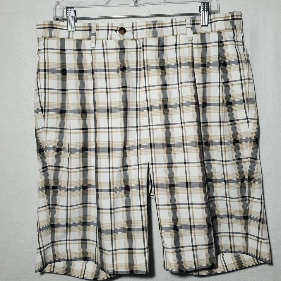 Pantalones Cortos Cremieux Hombres 34 Cuadros Frente Plano Chino Verano Bolsillos Foto 3 de 4