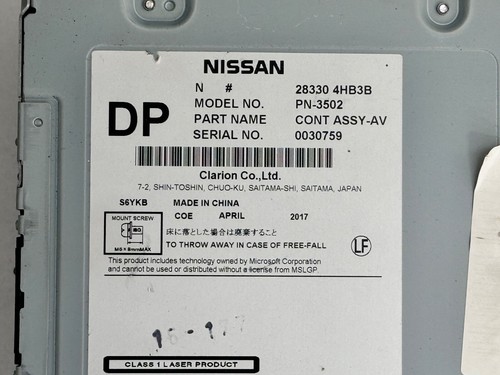 2014 2015 2016 2017 Infiniti Q50 Q60 QX30 Radio Cd Mechanism 28330-4HB3B MXB67 - Picture 2 of 4