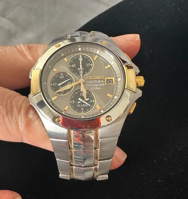 Seiko Coutura Chronograph 100m 7T62-0FA0 - Zustand gut - Batterie leer - Bild 1 von 4