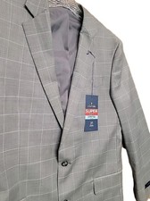 Stafford Blazer Plaid Classic Wool Blend Mens 42 L Gray/blue Brand New
