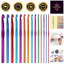 Comprehensive 14-Piece Aluminum Crochet Hooks with Colorful Handles for Easy Use
