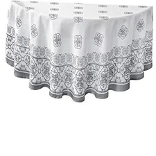 Oval Fabric Tablecloth, 60 x 84 Inch, Mykonos Grey 60" x 84" Oval