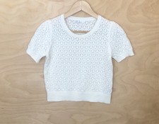 Gap Kids Cable Knit Short Sleeve Sweater Ivory Beige Soft Cotton Girls Size 8 M.