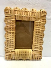 Mud Pie Picture Frame Wicker Rattan Natural Color Thick Woven Read
