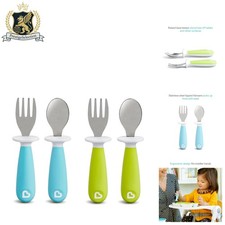 Raise Toddler Utensil Set - 4 Pack Ergonomic Forks  Spoons in Stylish Colors