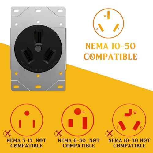 Kanayu 50Amp RV to Stove Adapter Compatible with NEMA 14-50P to 10-50R, Yellow