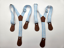 Two pair of Baby Blue Suspenders Boys One Size Dinosaur Print