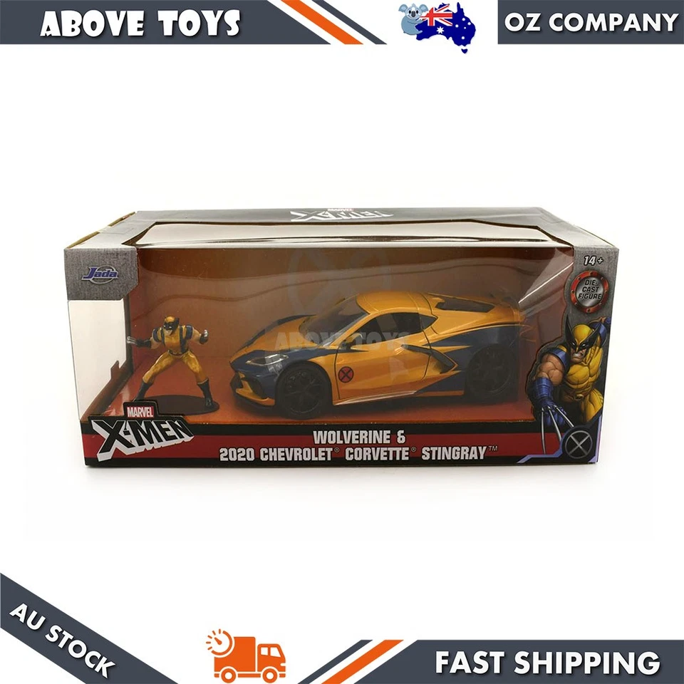 Jada Toy 1:24 Xmen Wolverine Figure With 2020 Chevy Corvette Diecast Car Model - Image 2 of 4