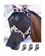 Harrison Howard LumiVista Horse Fly Mask Long Nose with Ears UV... FAST USA SHIP
