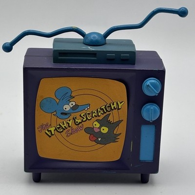 Vintage The Simpsons TV Itchy & Scratchy  Television Set 2000 Playmates 3  Tall