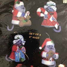 Titan Needlecraft Felt Ornament Kit 464 Christmas Mice Vintage 1985 Sealed