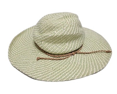 KOORINGAL Raffia Womens Green Woven Straw Paper Floppy Sun Hat Wide Brim 