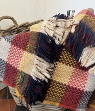 Tweedmill 100% Wool Picnic Blanket Throw Multicoloured 120 x 170cm Vintage